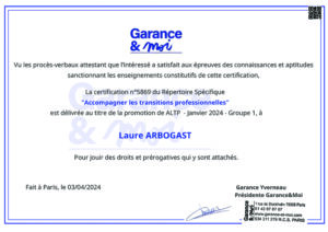 Certification Laure ARBOGAST